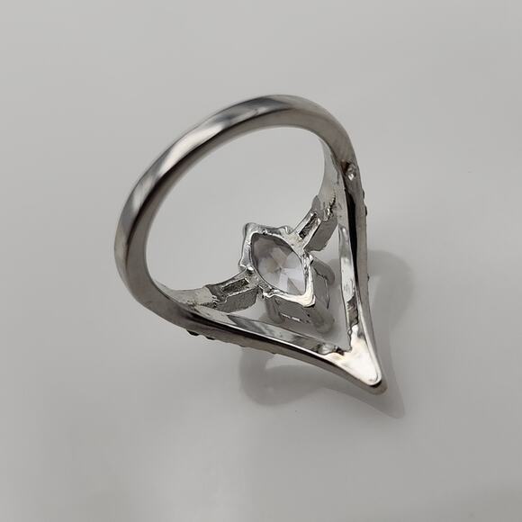 Marquise Cubic Zirconia Chevron Ring - Picture 3 of 5